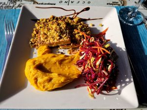 Tofu com crosra de broa. at Anastacia Delicatesses in Vila Do Conde