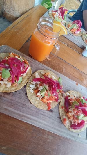 Tacos tofu Al Pastor at Aroma Isla in Isla Mujeres