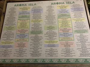Menu  at Aroma Isla in Isla Mujeres