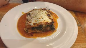 vegetarian lasagna   at Aroma Isla in Isla Mujeres
