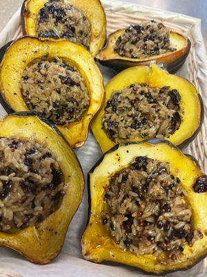 Wild rice stuffed acorn squash at Alt Eats in Ho-ho-kus