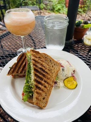 The vegan sandwich and Grapefruit/Rosemary slushie. So good!!    at The Pickled Palate in Mount Pleasant