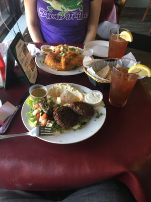Both entrees came with Israeli salad (delicious!!!!!)  at Mini Pita Cafe in Fort Lauderdale