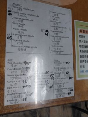 english menu at Jiu Liu Su Shi in Taichung