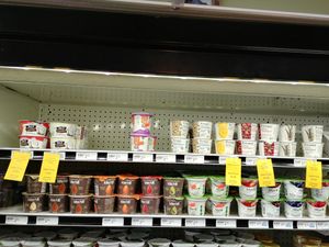 Vegan yogurt brands include GoodKarma, Forager Project, Kite Hill, Daiya, and So Delicious. at Choices Natural Market in Loves Park