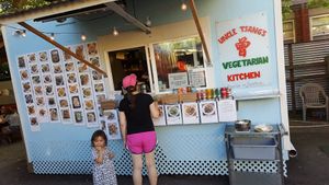 Excited to eat delicious veggy food. at Uncle Tsang's Kitchen - Food Trailer in Portland