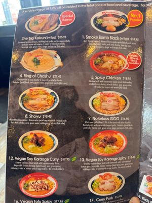Menu at Nishiki Ramen in San Diego