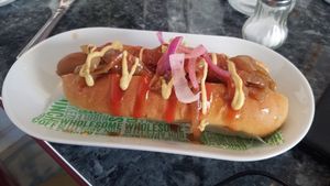 Vegan dog at The Diner in Stroud