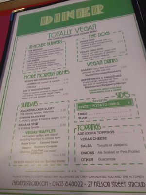 Updated menu prices at The Diner in Stroud
