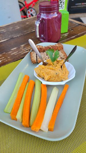 Spicy Sweet Potato Hummus at Super Juice in Praia Da Rocha