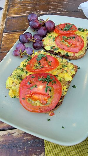 Toast with Guacamole Coriander and Tomato at Super Juice in Praia Da Rocha