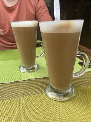 Oat milk lattes!  at Super Juice in Praia Da Rocha