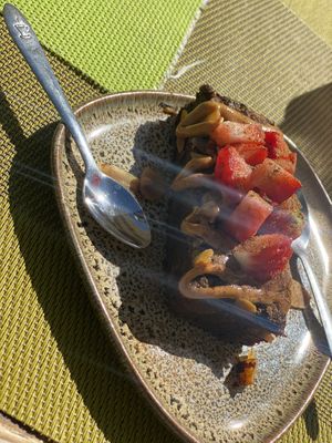 Süsskartoffel-Schoko Brownie  at Super Juice in Praia Da Rocha