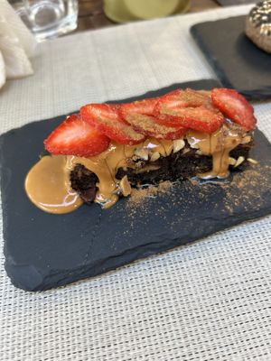 Wholefood sugar-free brownie  at Super Juice in Praia Da Rocha