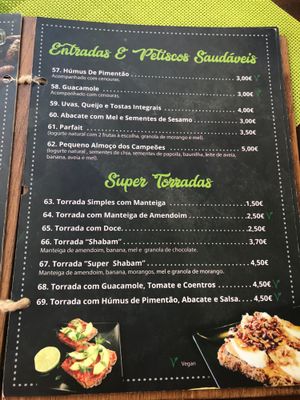 Ementa  at Super Juice in Praia Da Rocha