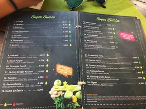 Ementa  at Super Juice in Praia Da Rocha