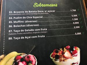 Ementa at Super Juice in Praia Da Rocha
