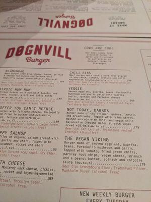 The vegan and vegetarian options at Dognvill Bar and Burger in Stavanger