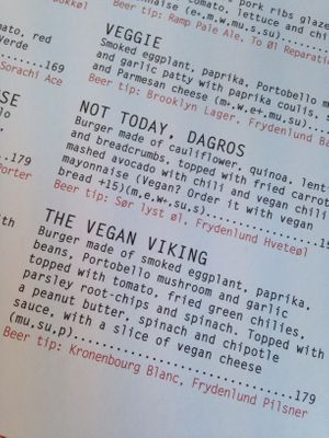 Menu at Dognvill Bar and Burger in Stavanger