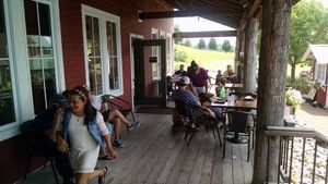 veranda seating at Sweet Alchemy Bakery and Cafe in Essex Junction