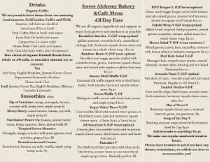 Menu at Sweet Alchemy Bakery and Cafe in Essex Junction
