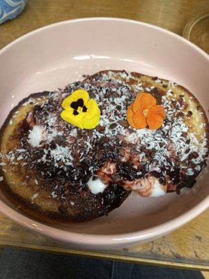 Vegan pancakes  at Farm Girl Cafe in West London