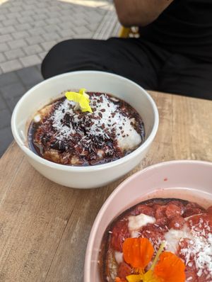 Cherry porridge at Farm Girl Cafe in West London