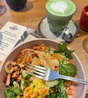 🥗 Farm Bowl & Matcha latte
  at Farm Girl Cafe in West London