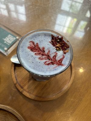 blue matcha   at Farm Girl Cafe in West London