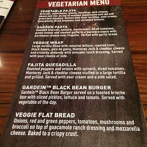 veg menu at Miller's Ale House in Jensen Beach