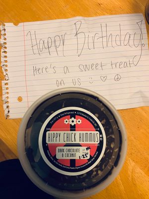 Chocolate hummus at Hippy Chick Hummus in Frederick