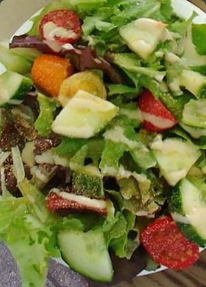 Now that’s what I call a rounded salad at Hippy Chick Hummus in Frederick