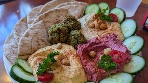 Sampler appetizer at Hippy Chick Hummus in Frederick