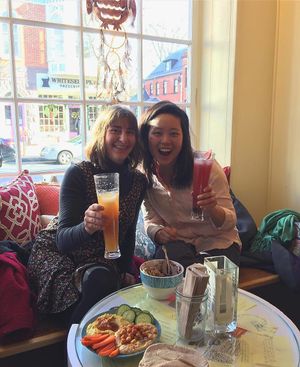 Kombucha cheers at Hippy Chick Hummus in Frederick