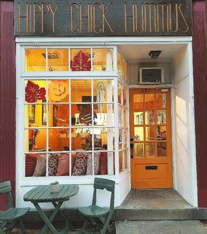 Storefront at Hippy Chick Hummus in Frederick