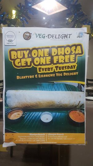 Dosa Tuesday! at Veg-delight in Lilongwe
