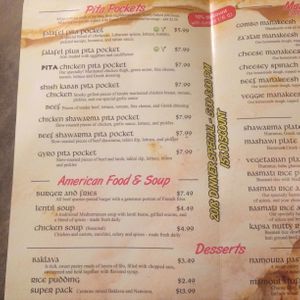 Menu 2 2020 at Pita Restaurant in Rochester