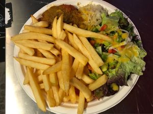 Currywurst Menü  at Backbord Vegan in Berlin