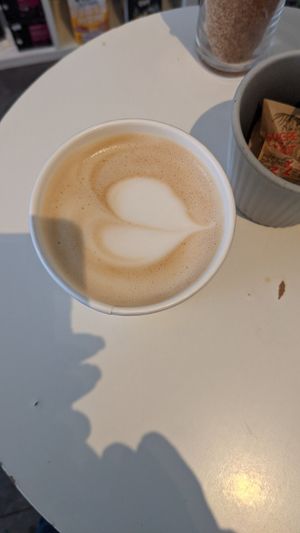 Salted caramel latte with oat milk at Leaves House | in Montreal