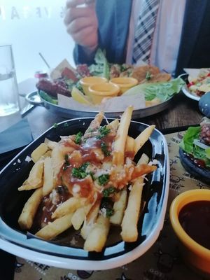 Poutine and sharer platter and tater tots at Got No Beef in Cardiff