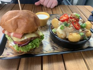 Montreal fall burger loaded tots at Got No Beef in Cardiff