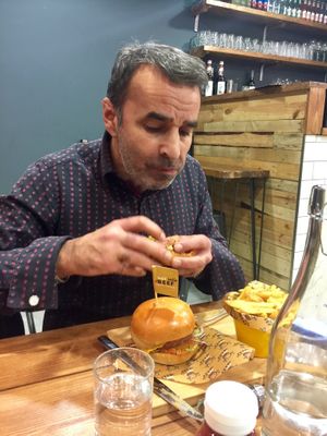 Enjoying the food!  at Got No Beef in Cardiff