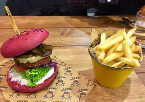 Loved the pink burger!  at Got No Beef in Cardiff