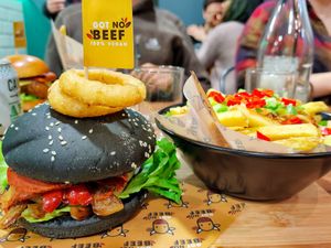 The Freedom Burger with loaded fries. at Got No Beef in Cardiff