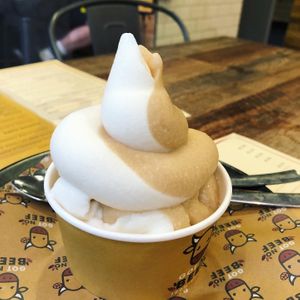 Soft serve ice cream - vanilla and biscoff flavor  at Got No Beef in Cardiff