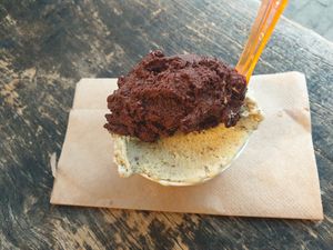 Dark chocolate and pistachio ice cream at Massimo Gelato - De Pijp in Amsterdam