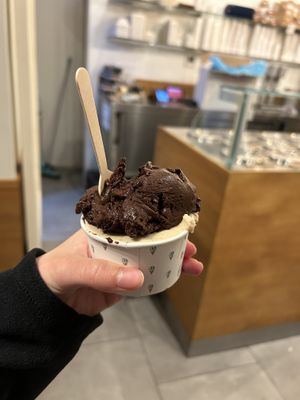 vegan hazelnut with vegan dark chocolate  at Massimo Gelato - De Pijp in Amsterdam