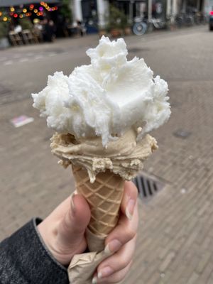 Cone with lemon and hazelnut  at Massimo Gelato - De Pijp in Amsterdam
