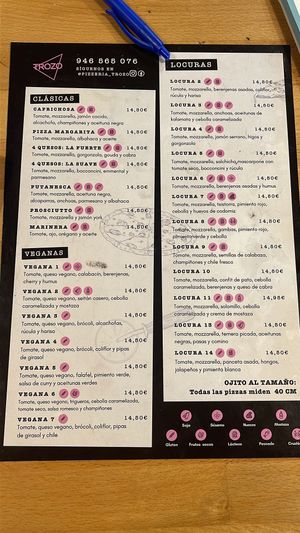 Carta enero 2023  at Pizzeria Trozo in Bilbao