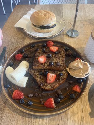 French toast and the mushroom burgerr  at Fitz Cafe in Wagga Wagga